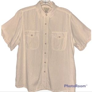 L.L. Bean Vintage 100% Silk Short Sleeve Ladies Camp Shirt size marked 16